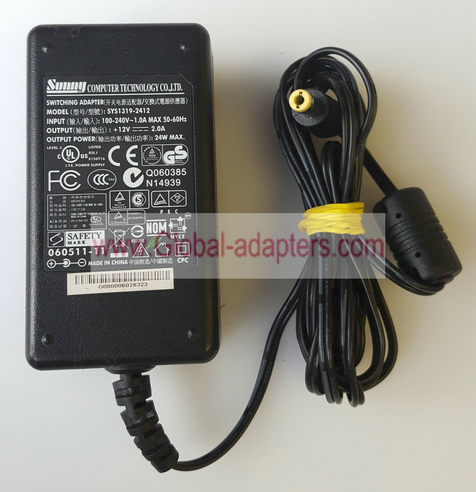 NEW Sunny SYS1319-2412 060511-11 Q060385 12V 24W Routers Charger Adapter - Click Image to Close